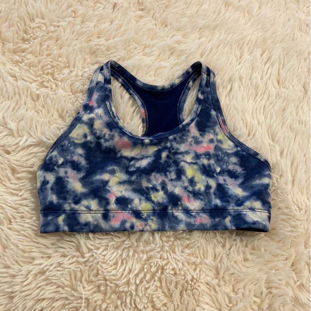 SO Blue and Pink Tie-Dye Sports Bra